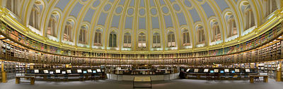 Vista panorámica de la antigua sala de lectura-British Library,Londres