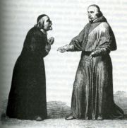 El Cardenal Federico Borromeo (derecha), fundador de la biblioteca