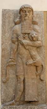 Figura de Gilgamesh del palacio de Sargon II (Museo del Louvre).