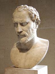 Busto de Demóstenes, encontrado en Italia y realizado en mármol en la época romana inspirándose en una estatua de bronce de Polieucto (Museo del Louvre, París)