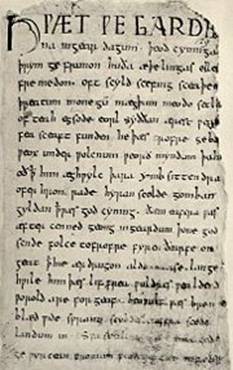 Primera página del Beowulf.