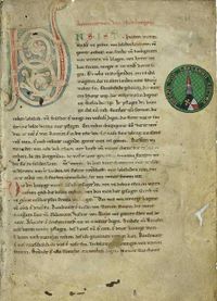 Manuscrito del Cantar de los nibelungos (v. 1220).