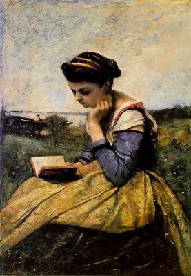 Woman reading in a landscape - Jean Baptiste Camille Corot 1869.jpg